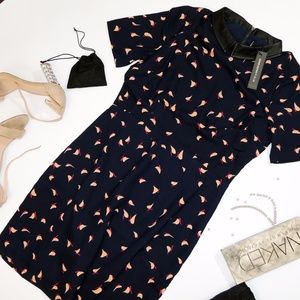 W118 Vivian Short Sleeve Dress Faux Leather Collar